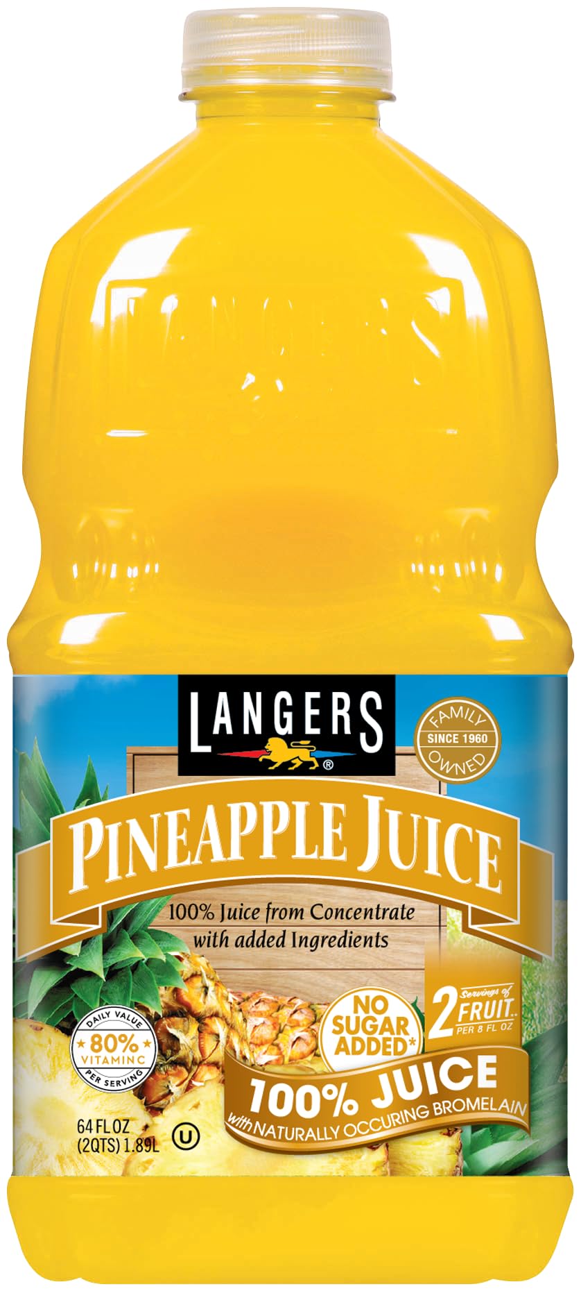 Langers Pineapple Juice with Vitamin C bottle for a vitamin-rich refresh.