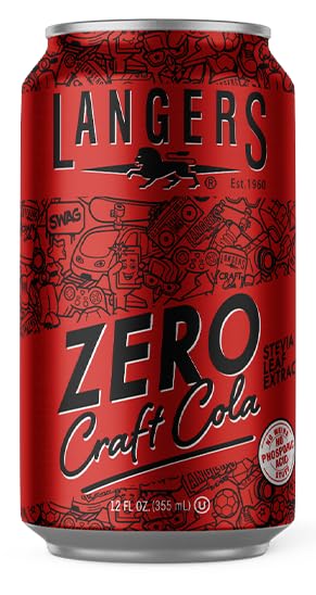 Langers Zero Craft Cola pack of 12 cans neatly stacked for ready enjoyment.