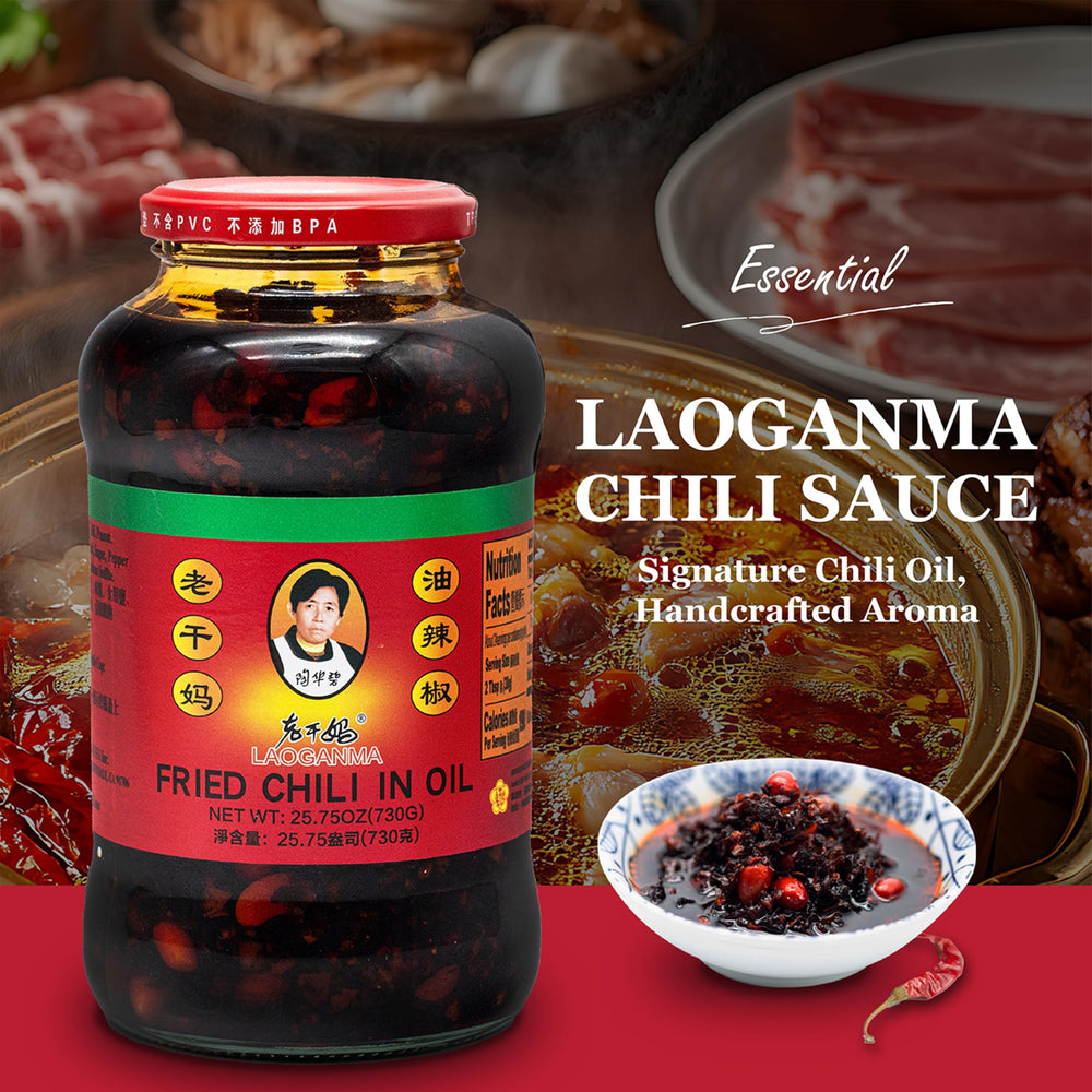 Lao Gan Ma chili crisp on noodles enhances savory heat.