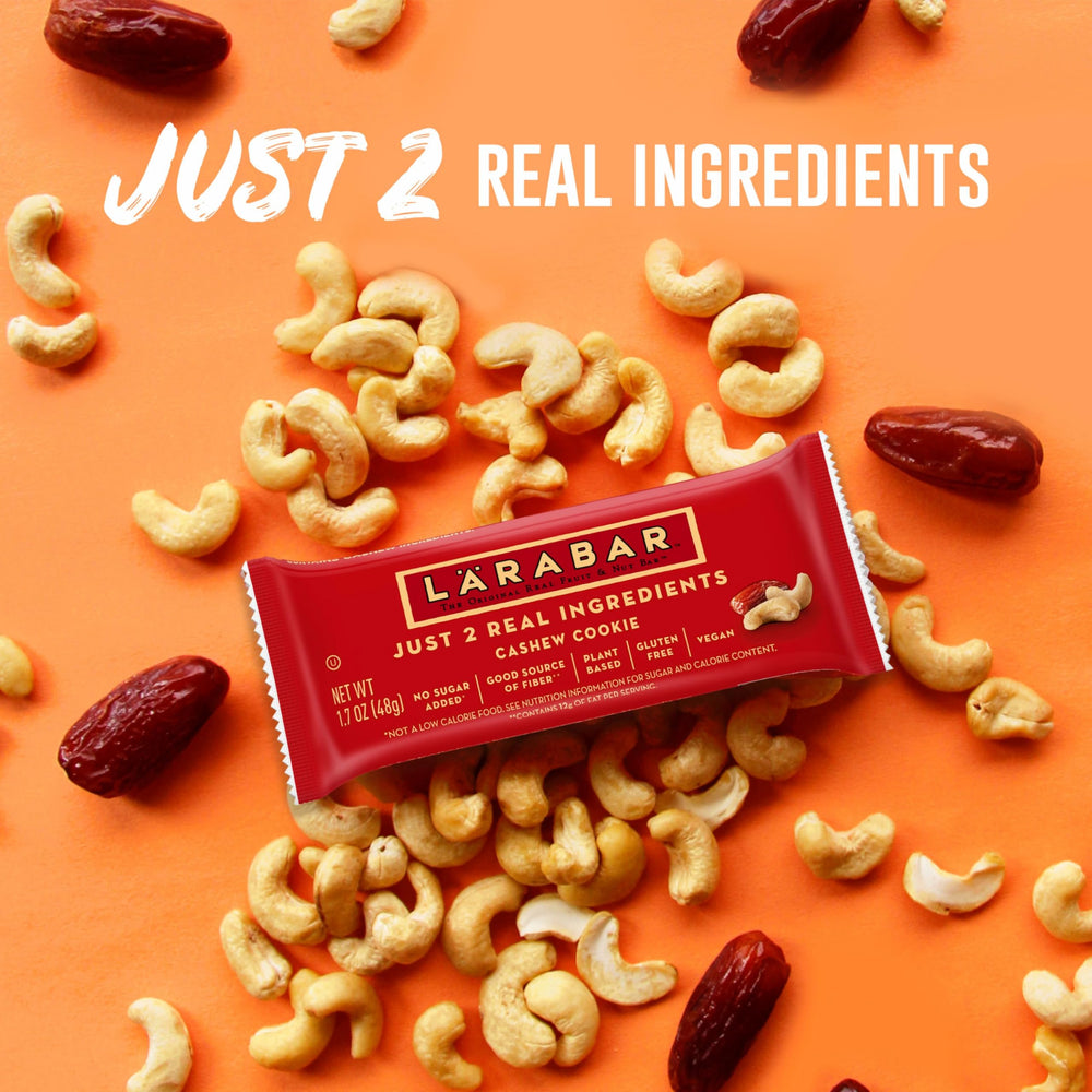 LÄRABAR Cashew Cookie bar in hand ready for on-the-go energy