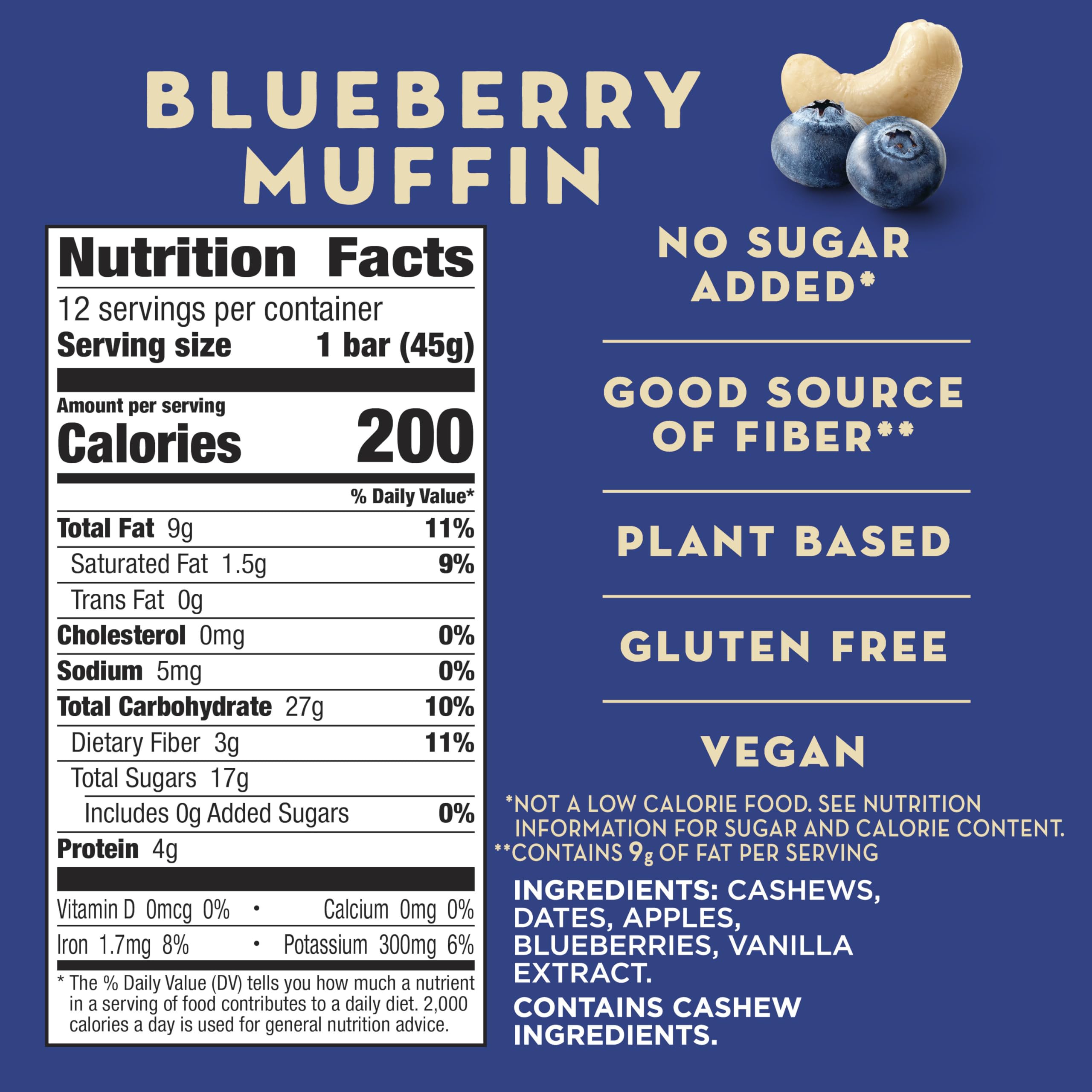 LÄRABAR Blueberry Muffin bar texture close-up showing chewy fruit and nuts.