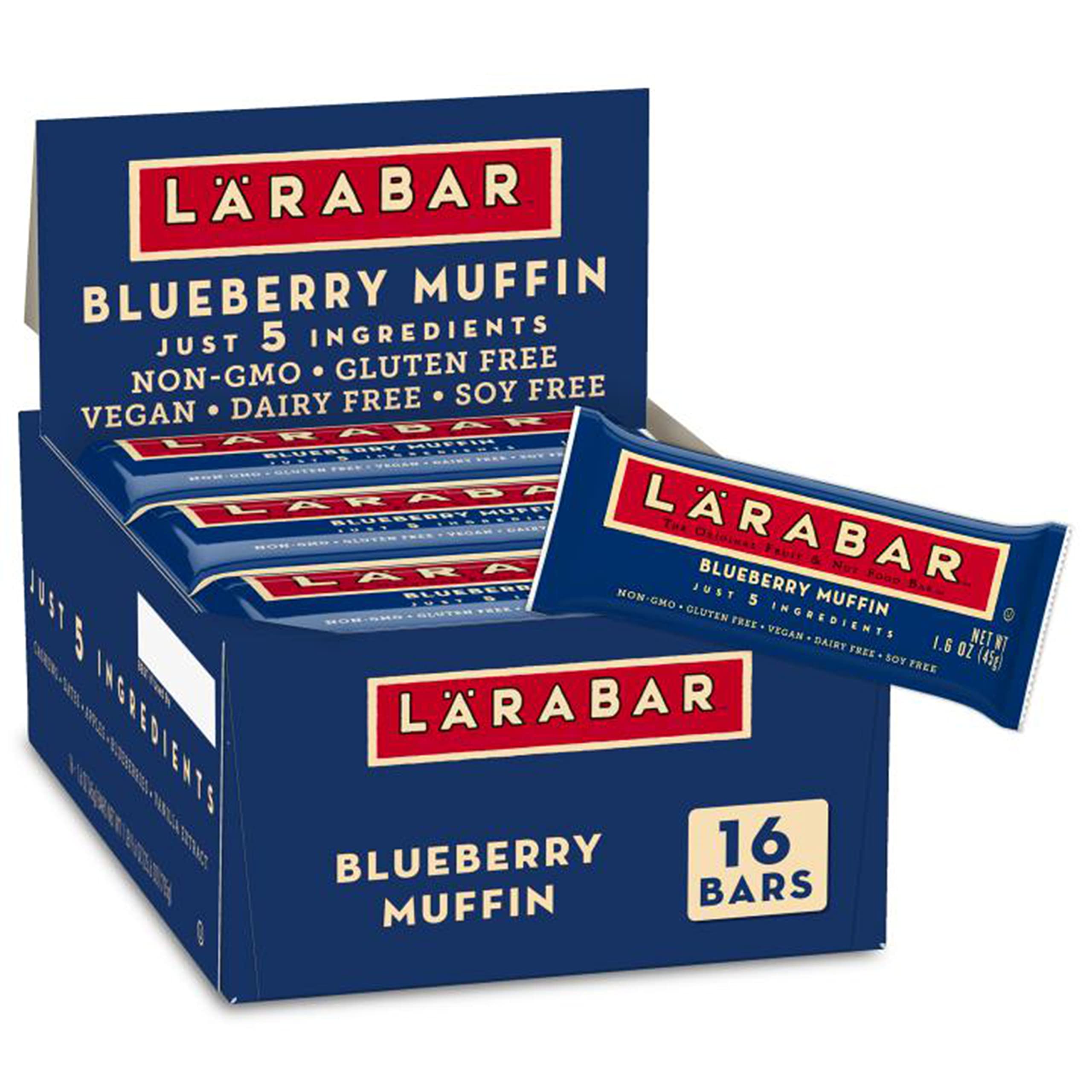 LÄRABAR Blueberry Muffin bars on the go for a quick, plant-based snack.