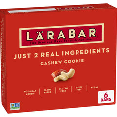 LÄRABAR Cashew Cookie packaging, a gluten-free vegan snack to-go.