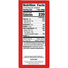 LÄRABAR Cashew Cookie ingredients panel shows cashews and dates for wholesome snacking