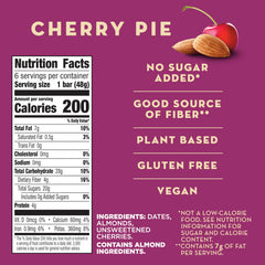 Front view of Larabar Cherry Pie packaging, gluten-free vegan snack on the go.