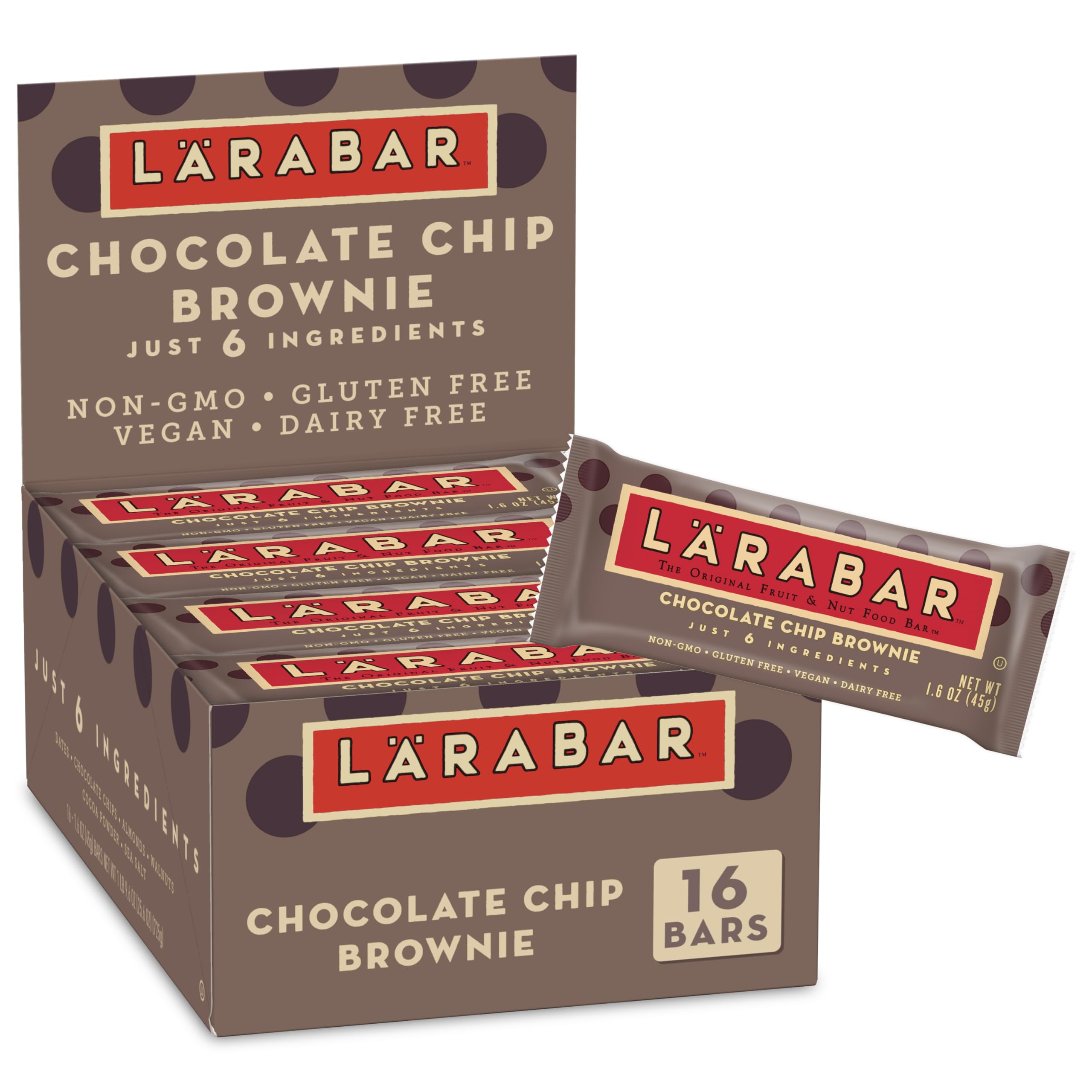 LÄRABAR Chocolate Chip Brownie 16-count pack for on-the-go energy.