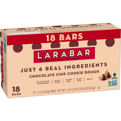 LÄRABAR chocolate chip cookie dough bar close-up highlighting simple ingredients and chewy texture