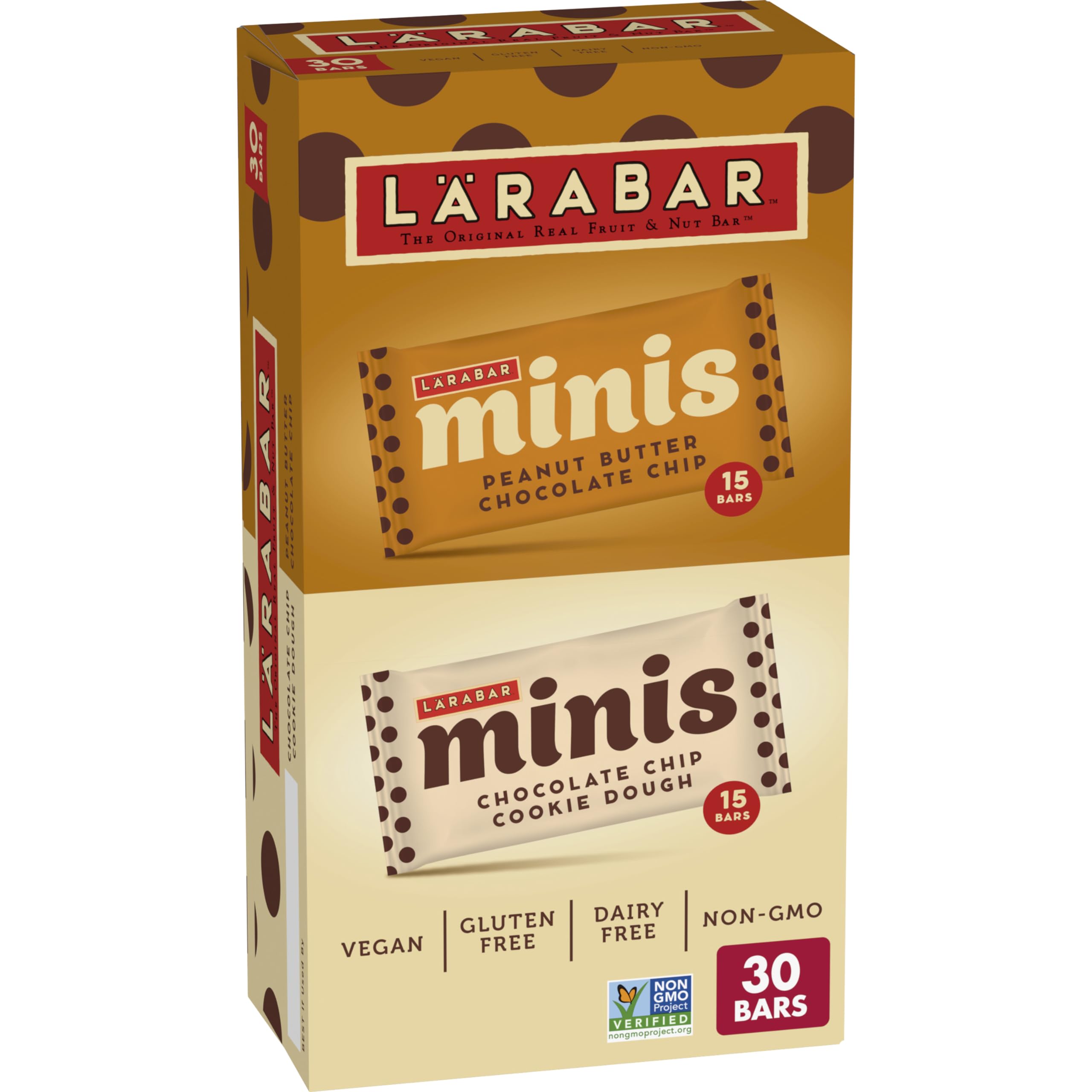 LÄRABAR chocolate mini bars variety pack front view for clean, real-ingredient snacking.