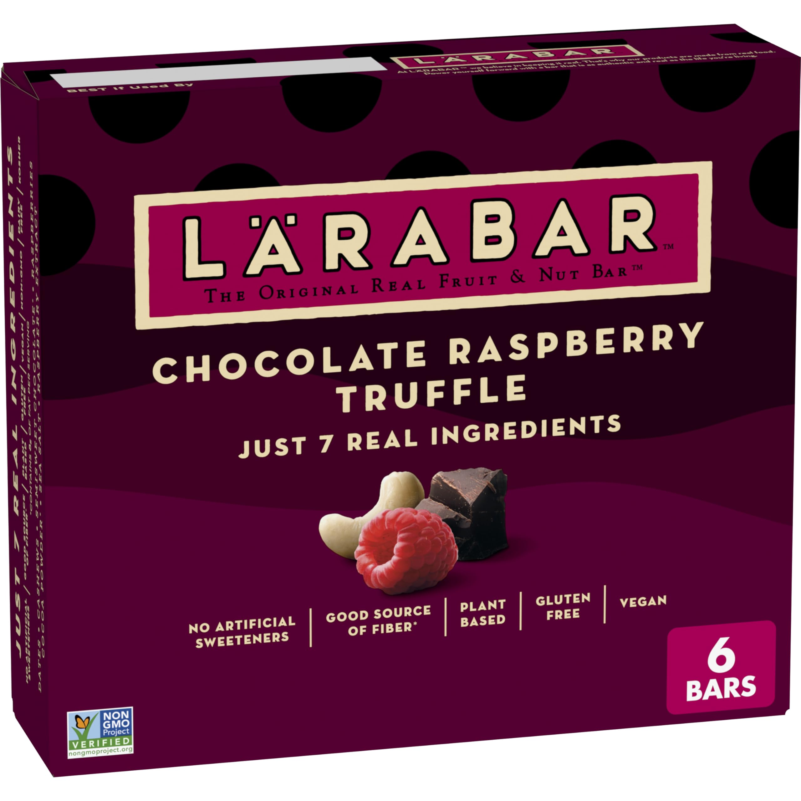 Larabar Chocolate Raspberry Truffle bar front view for on-the-go snacking.