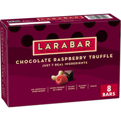 LÄRABAR Chocolate Raspberry Truffle bar front view, gluten-free plant-based snack on the go.