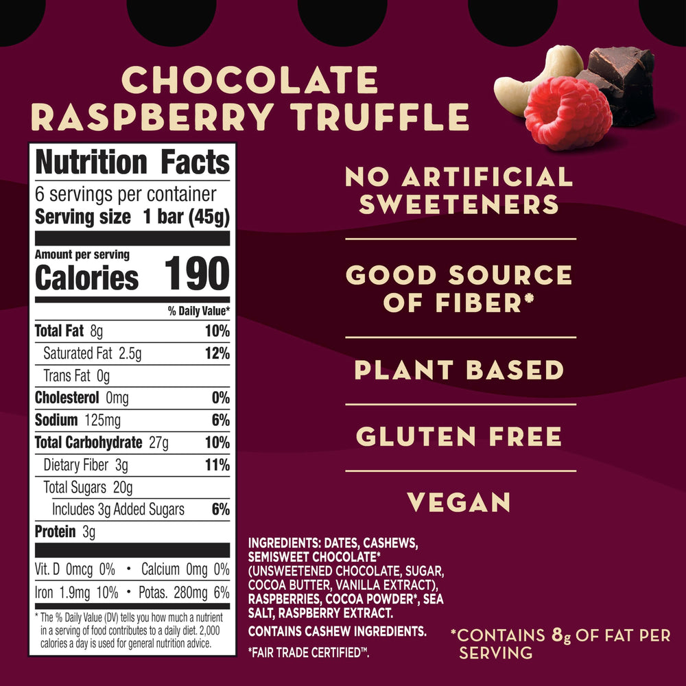 Larabar Chocolate Raspberry Truffle ingredients close-up for wholesome snacking.
