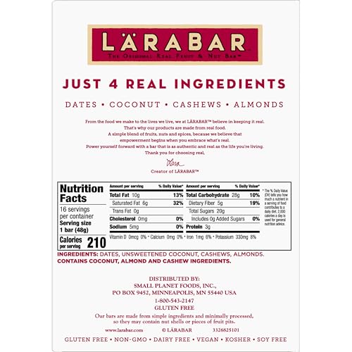Larabar Coconut Cream Pie bar on the go in a lunch bag.