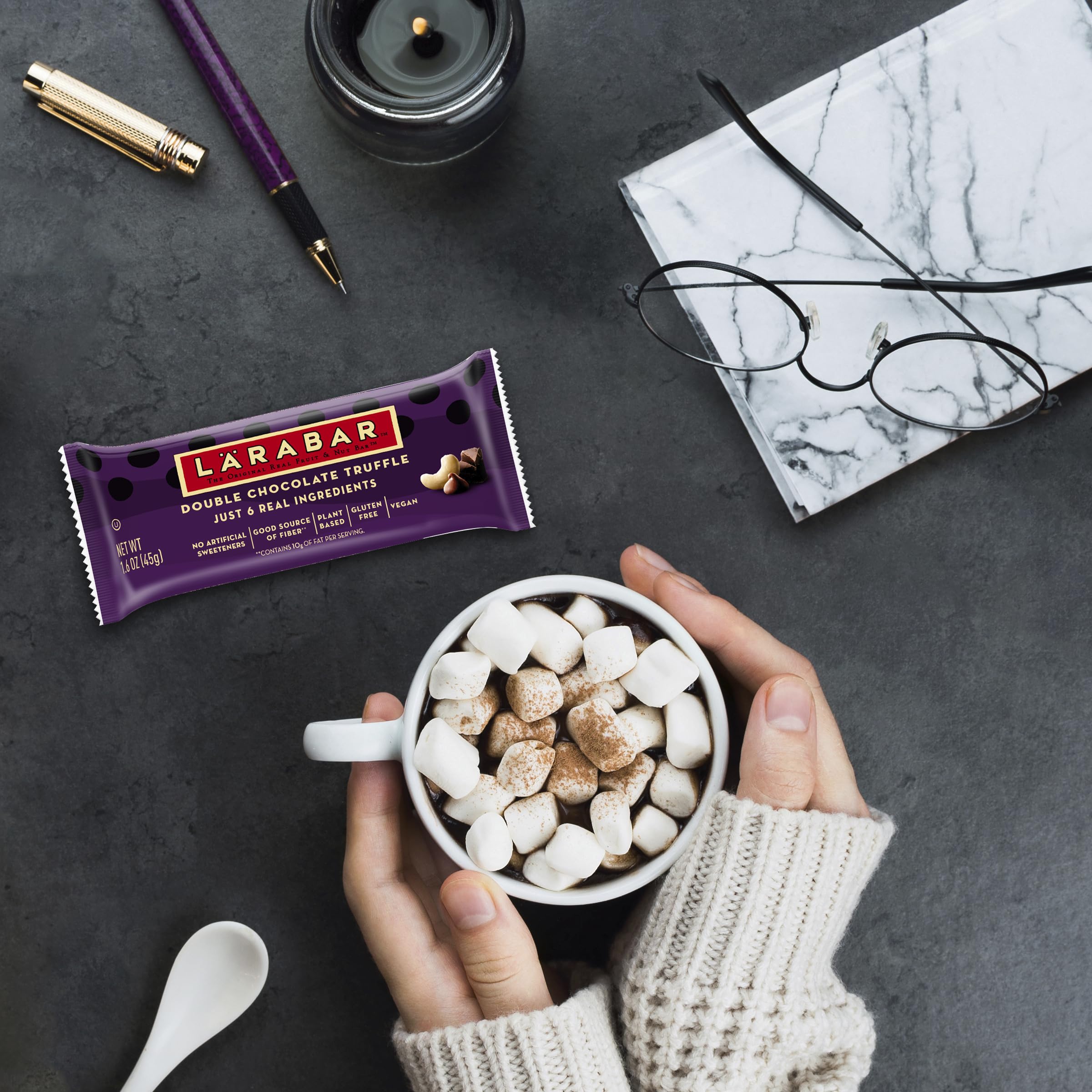LÄRABAR Double Chocolate Truffle breakfast idea with coffee