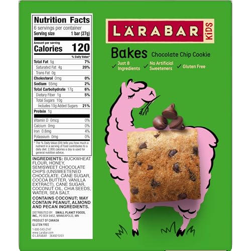 Close-up of LÄRABAR Kids Bakes packaging highlighting gluten-free status