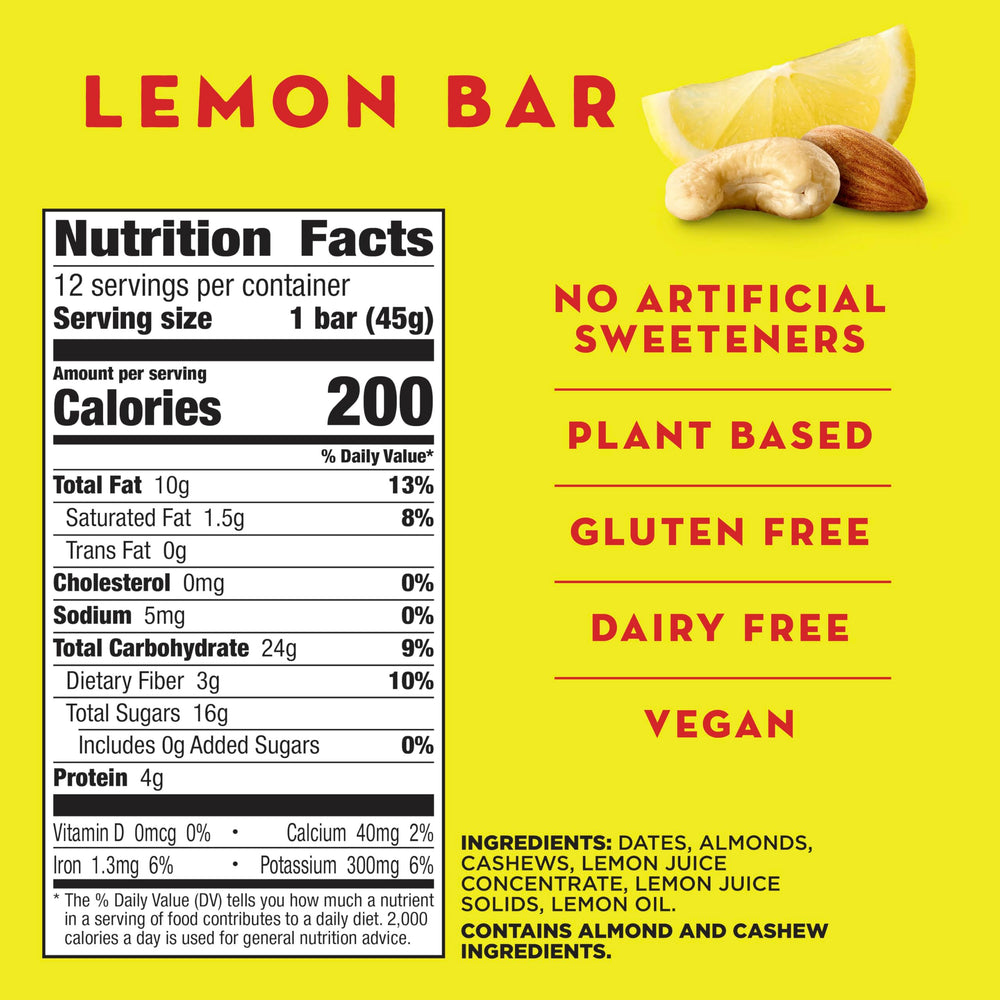LÄRABAR Lemon Bar bars in a pack for easy on-the-go snacking.