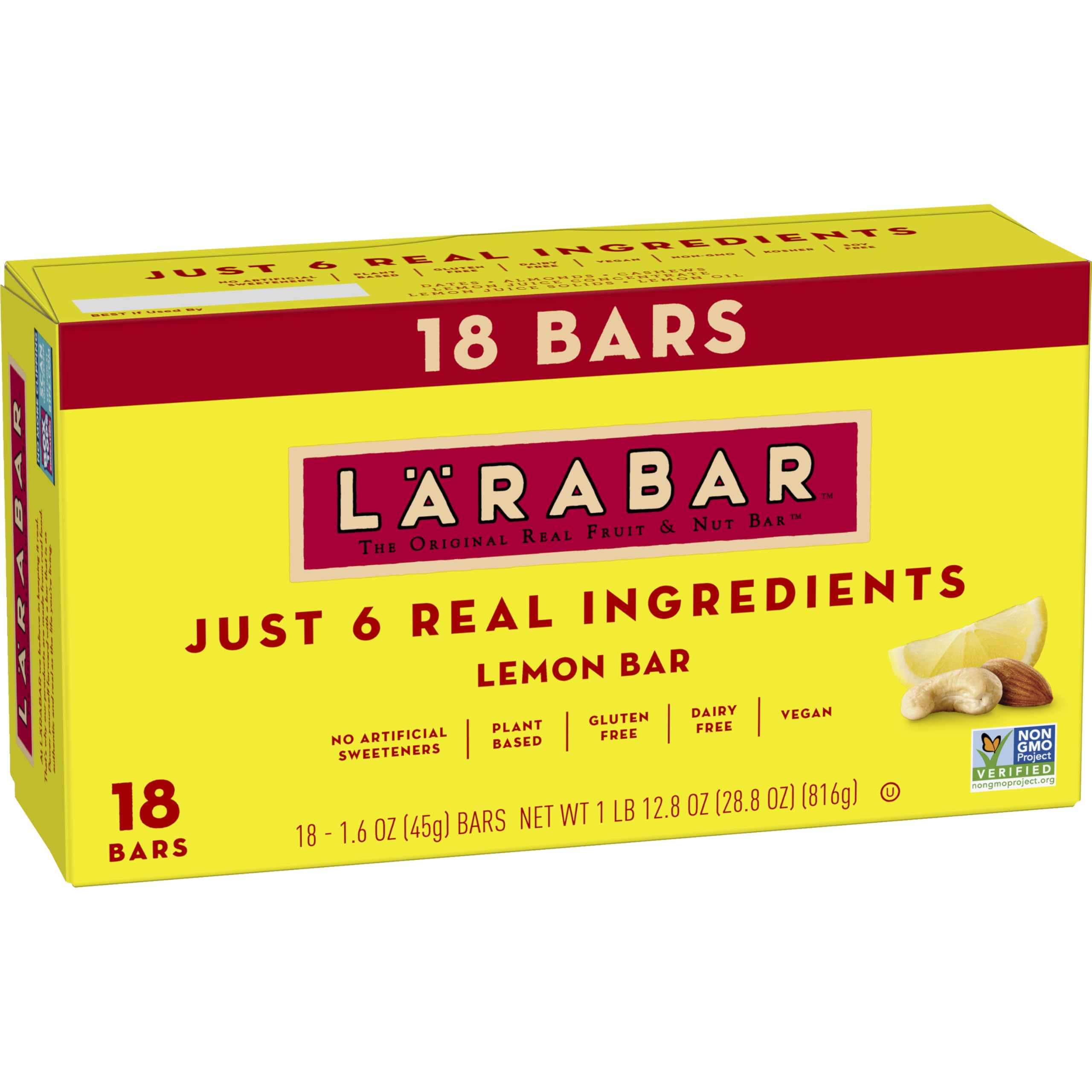 LÄRABAR Lemon Bar packaging highlights real ingredients for a clean vegan snack