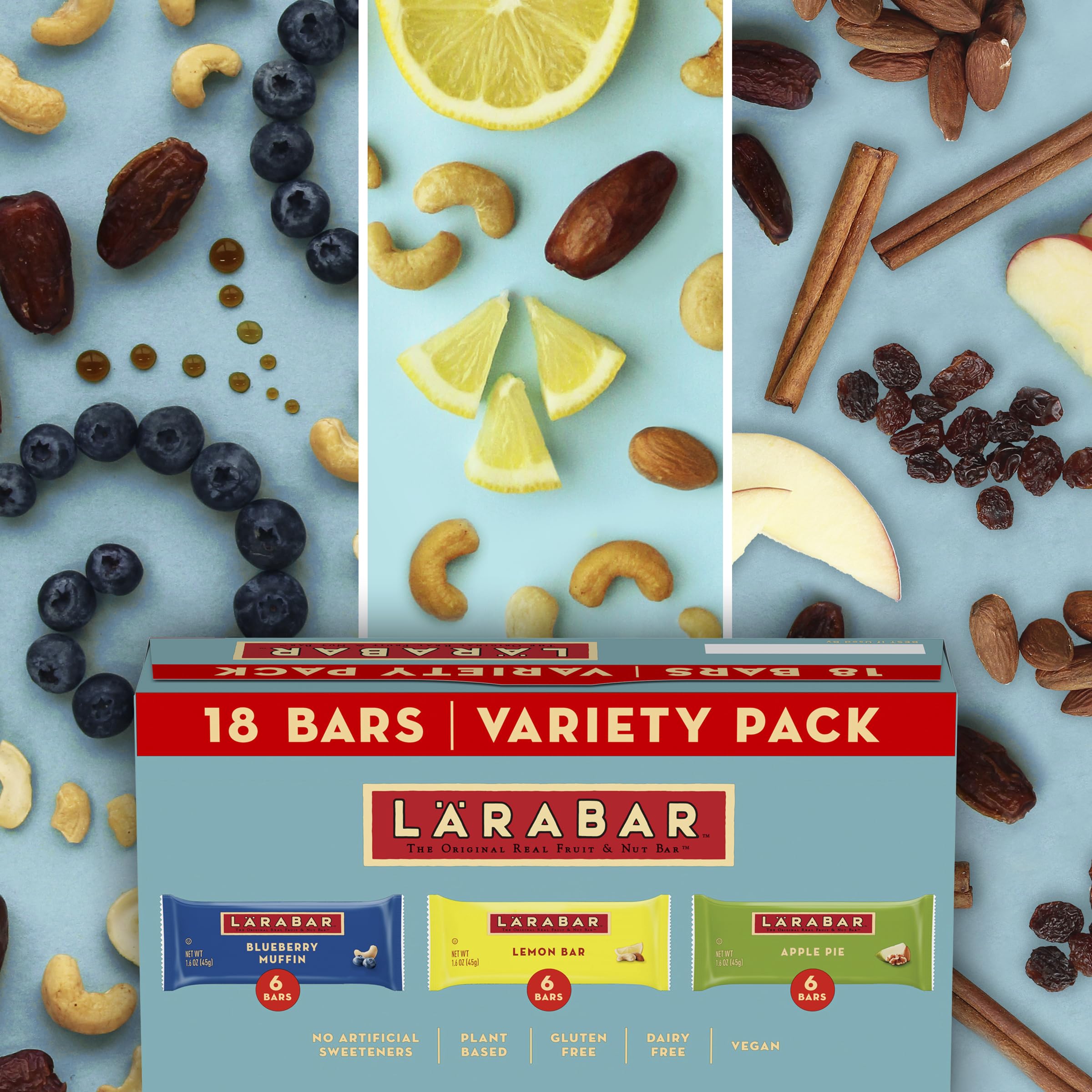 LÄRABAR Lemon Bar close-up, bright citrus flavor for on-the-go.