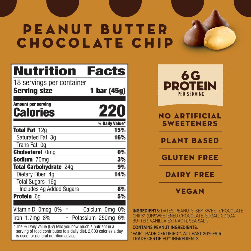 Close-up of Larabar bars showing chewy texture and chocolate chips