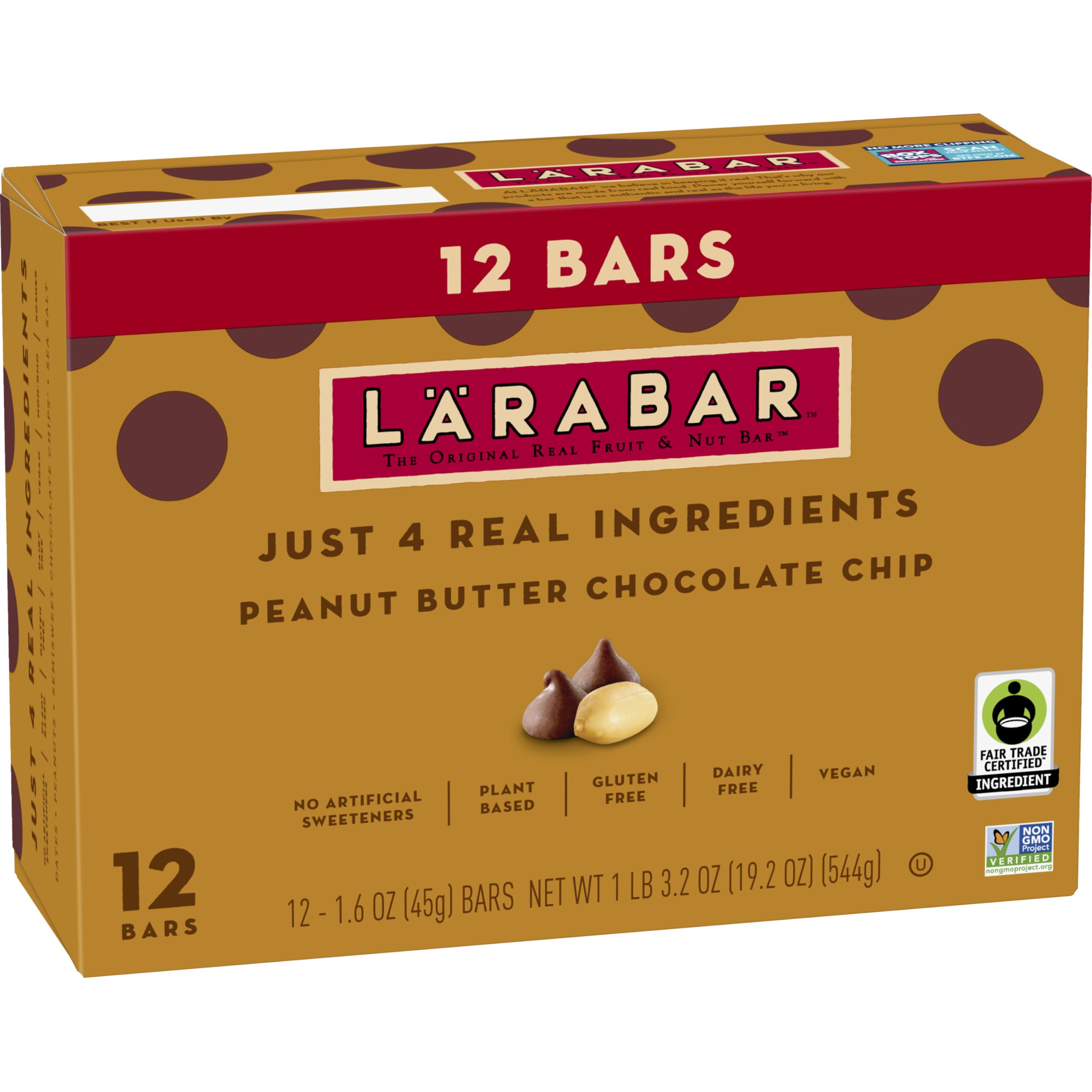 LÄRABAR Peanut Butter Chocolate Chip packaging highlights four simple ingredients