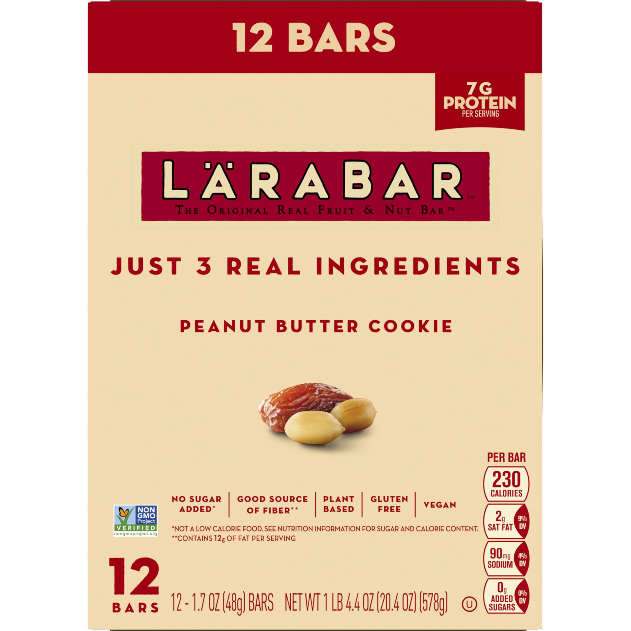 LÄRABAR Peanut Butter Cookie bar broken-open with chewy texture for quick energy