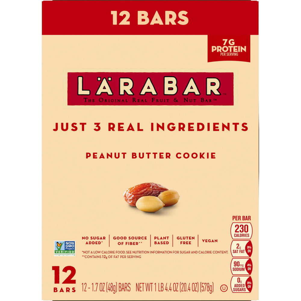 LÄRABAR Peanut Butter Cookie bar broken-open with chewy texture for quick energy