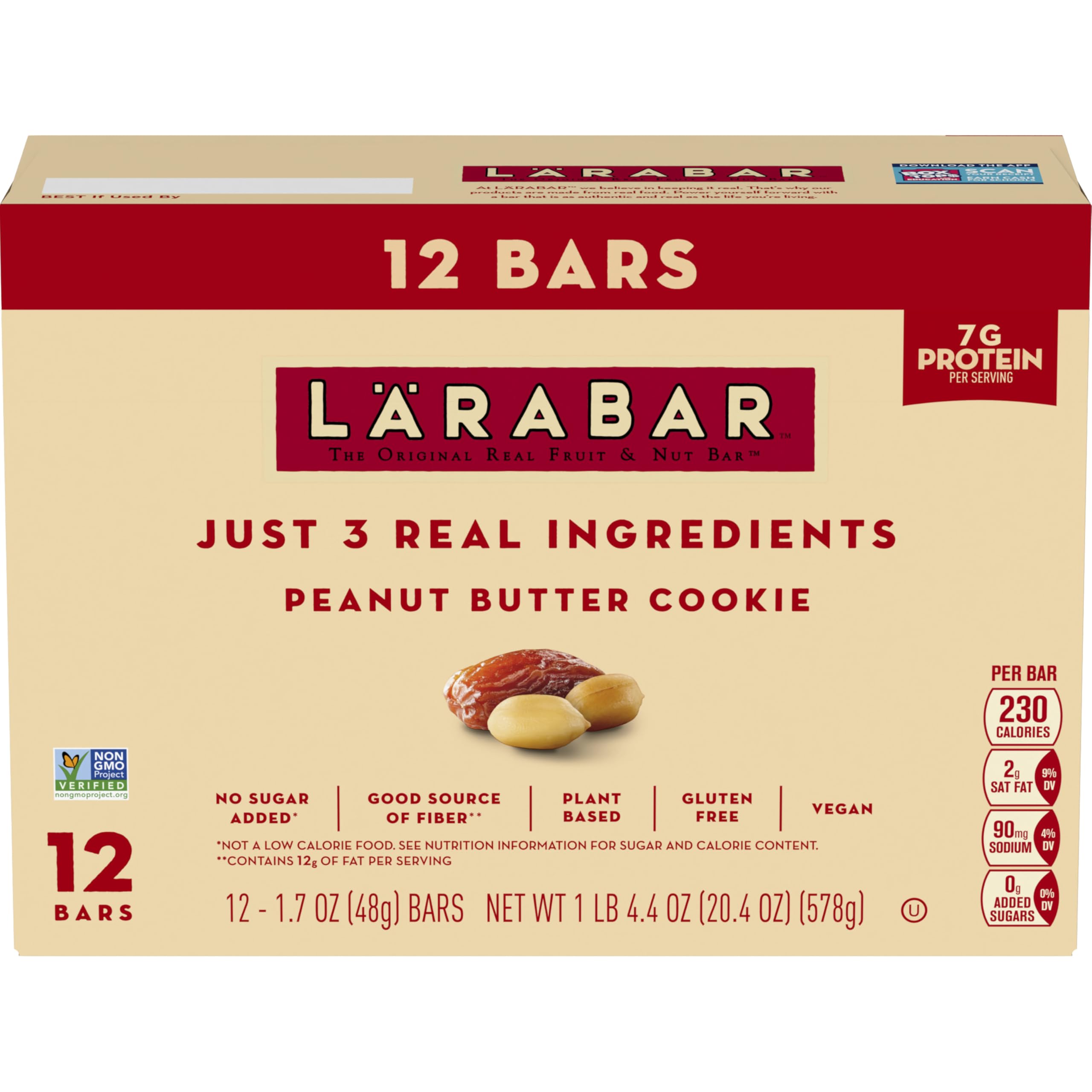LÄRABAR Peanut Butter Cookie bar vegan gluten-free label for mindful snacking