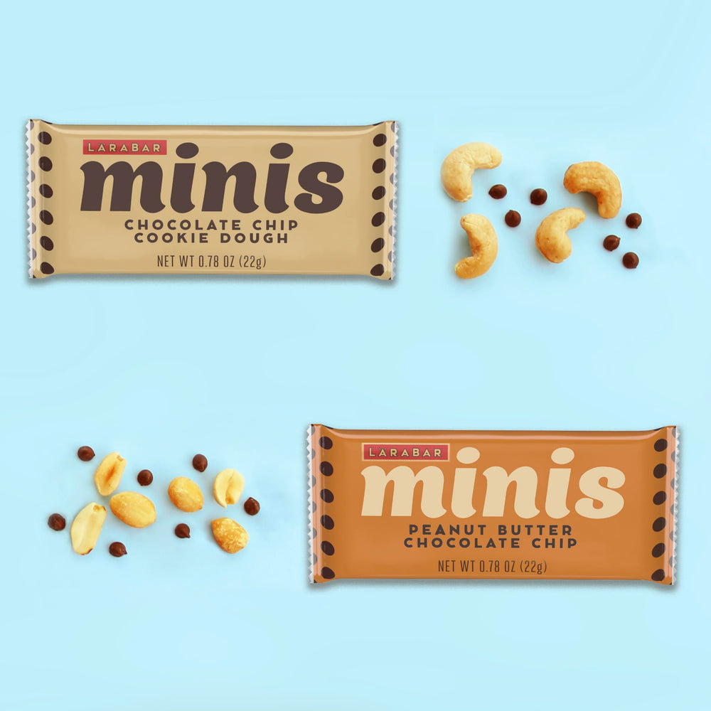 LÄRABAR vegan, gluten-free, dairy-free, non-GMO claims visible for mindful snacking.