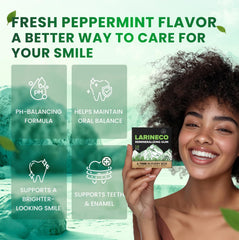 Larineco biodegradable chewing gum shown in eco-friendly packaging