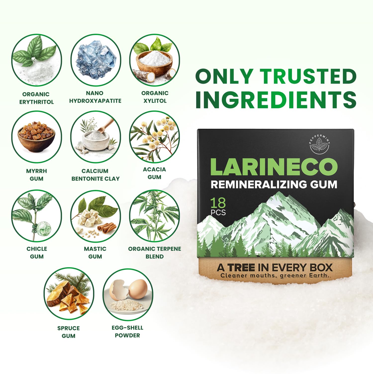 Larineco refreshing mint flavor delivers cool, balanced chew