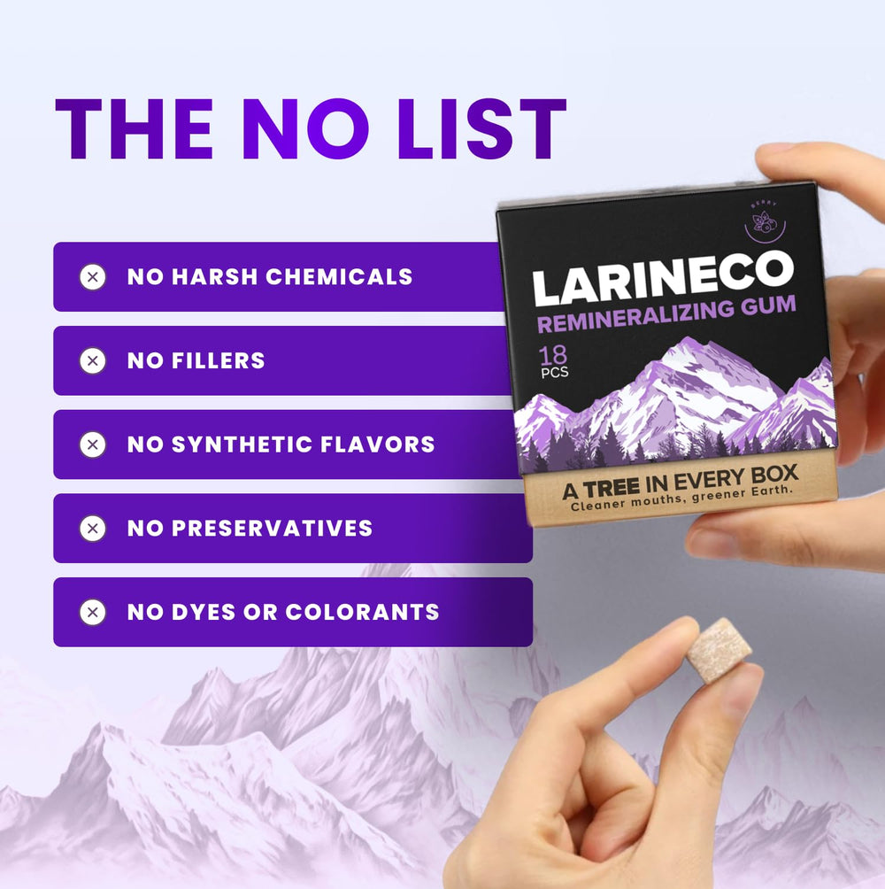 Larineco biodegradable chewing gum provides a planet-friendly, daily use option.