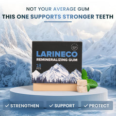 Larineco Remineralizing Gum nano-hydroxyapatite closeup showing mineral-based care