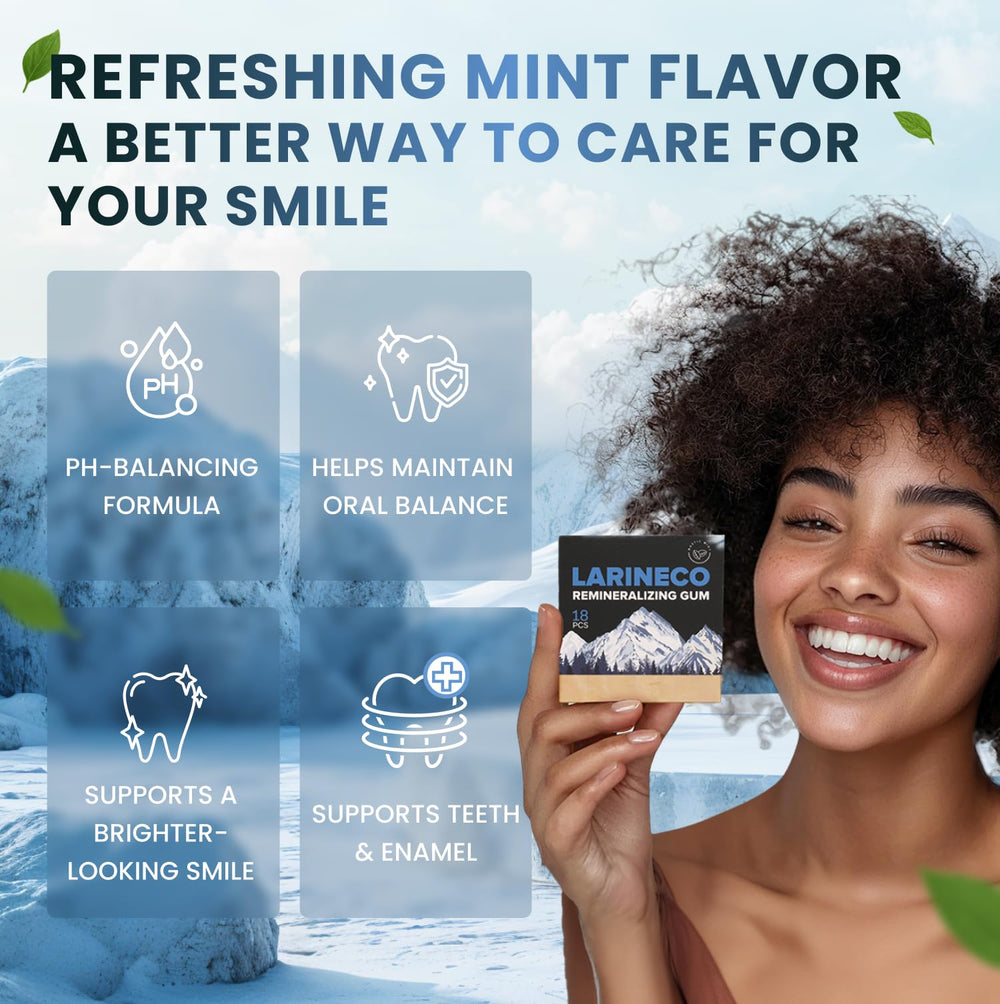 Larineco Remineralizing Gum natural chicle base closeup