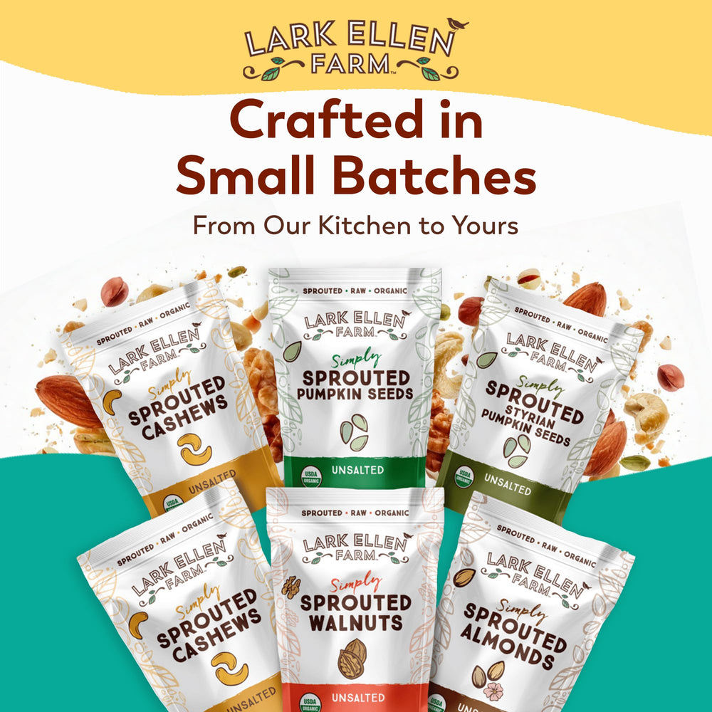 Lark Ellen Farm 3-pack 10oz walnuts for convenient pantry rounds.
