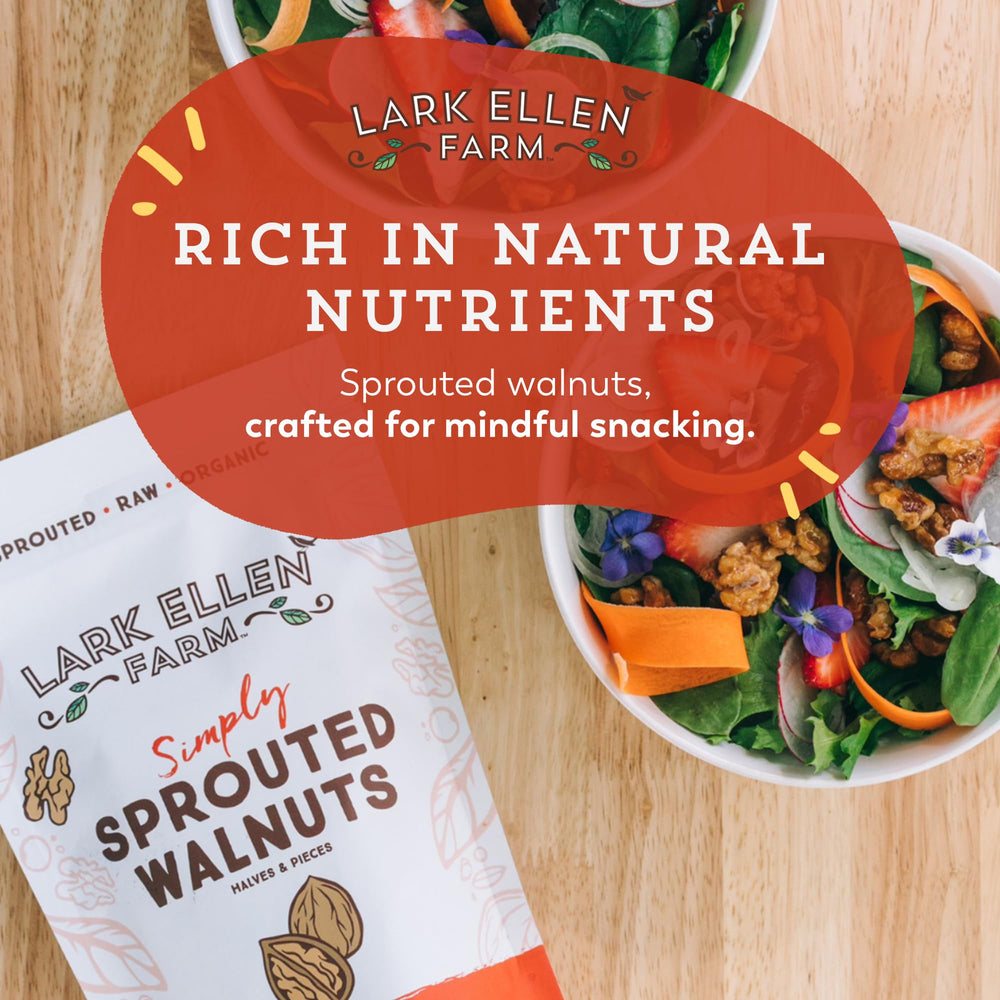 Lark Ellen Farm raw unsalted walnuts delivering clean, plant-based nutrition any time.