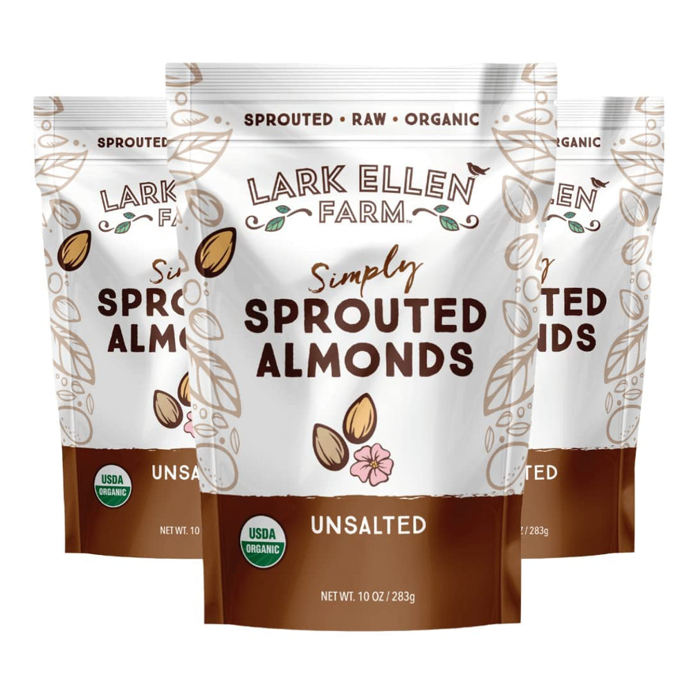 Lark Ellen Farm sprouted almonds in a resealable bag ready for snacking