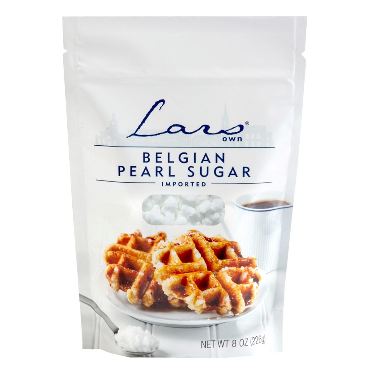 Lars' Own Belgian Pearl Sugar box 2-pack highlighted for waffles and caramelized textures
