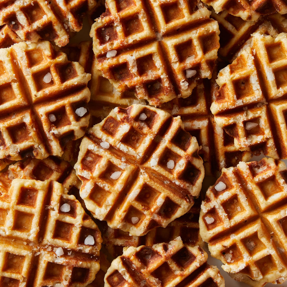 Back of pouch shows Liège Sugar Waffles recipe for inspiration.