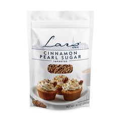 Lars' Own Cinnamon Pearl Sugar 10oz pouch adds warm cinnamon crunch to baked goods.