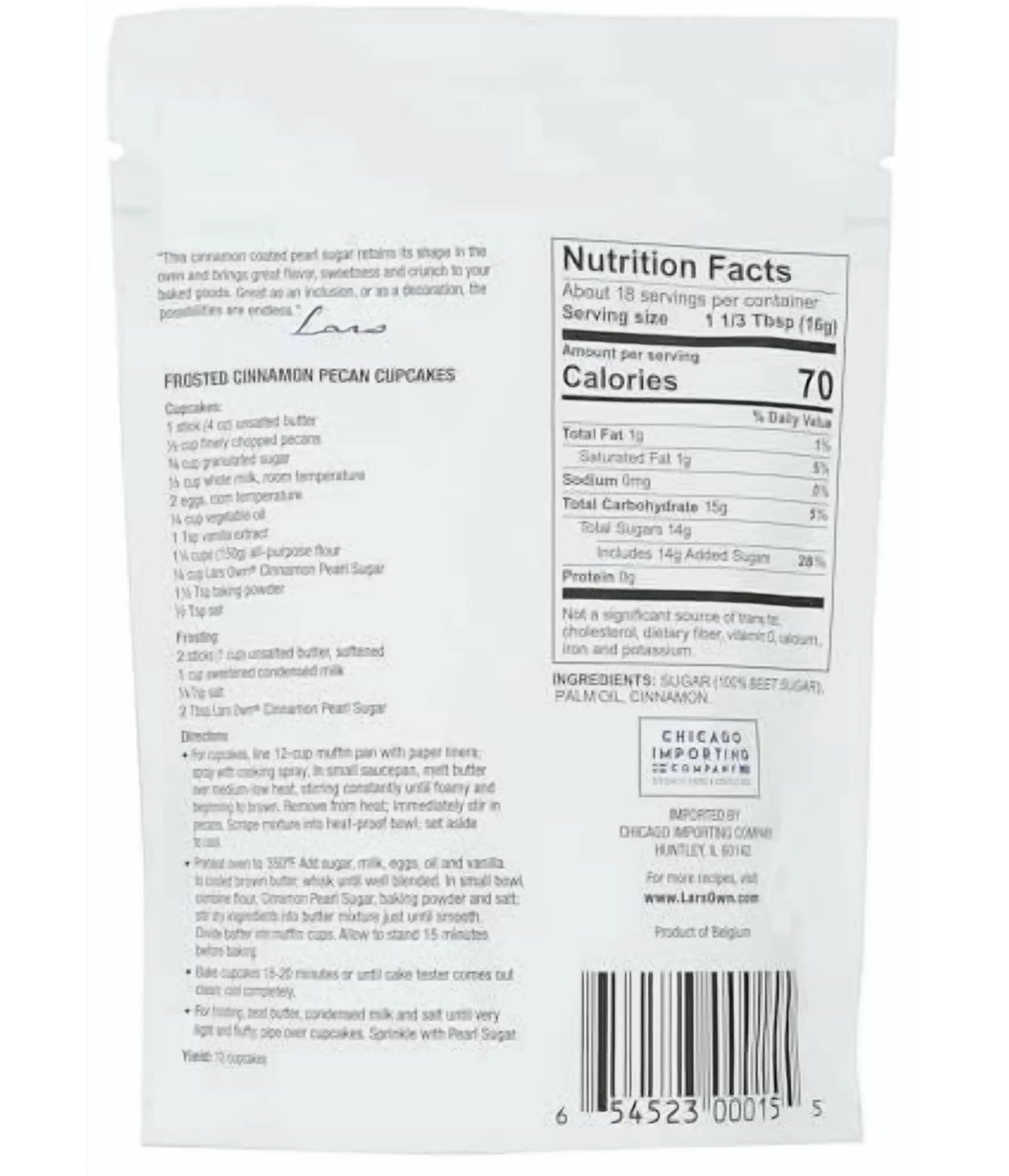 Lars' Own Cinnamon Pearl Sugar crystals stay crisp for cookies and cupcakes.