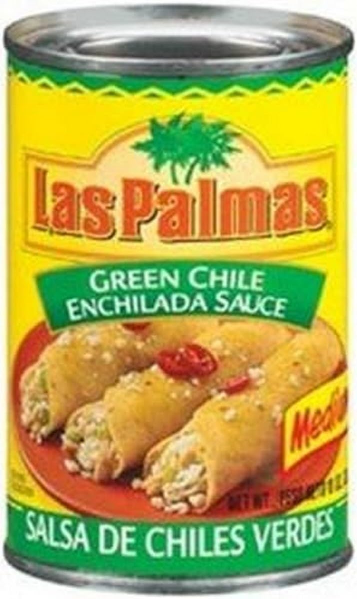 Las Palmas green chile enchilada sauce bottle for authentic mid-spice enchiladas