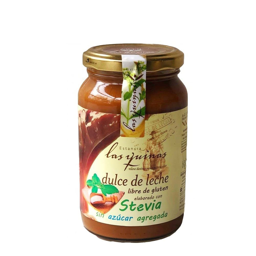 Las Quinas milk caramel jar front view; sugar-free, ideal for spreads.