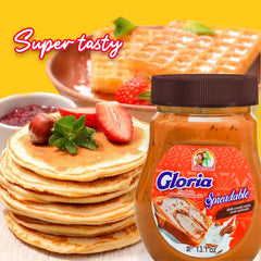 Gloria spreadable dulce de leche used as ice cream topping