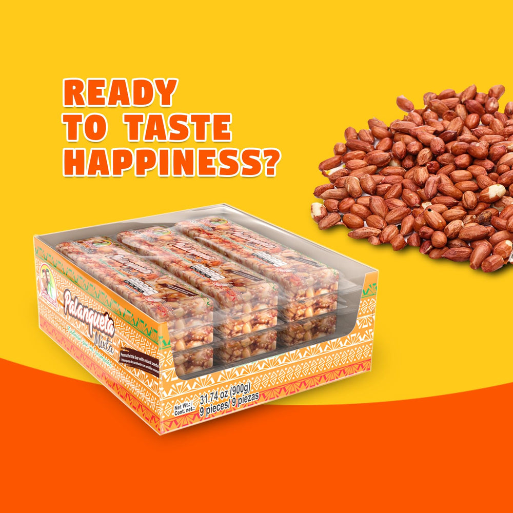 Las Sevillanas Palanqueta Mixta packaging display indicating freshness and traditional recipe