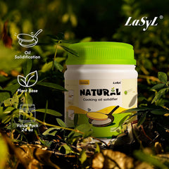 LaSyL powder dissolving in hot oil to reduce mess during disposal.
