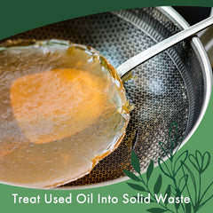 LaSyL solidified oil ready for easy disposal and cleaner waste.