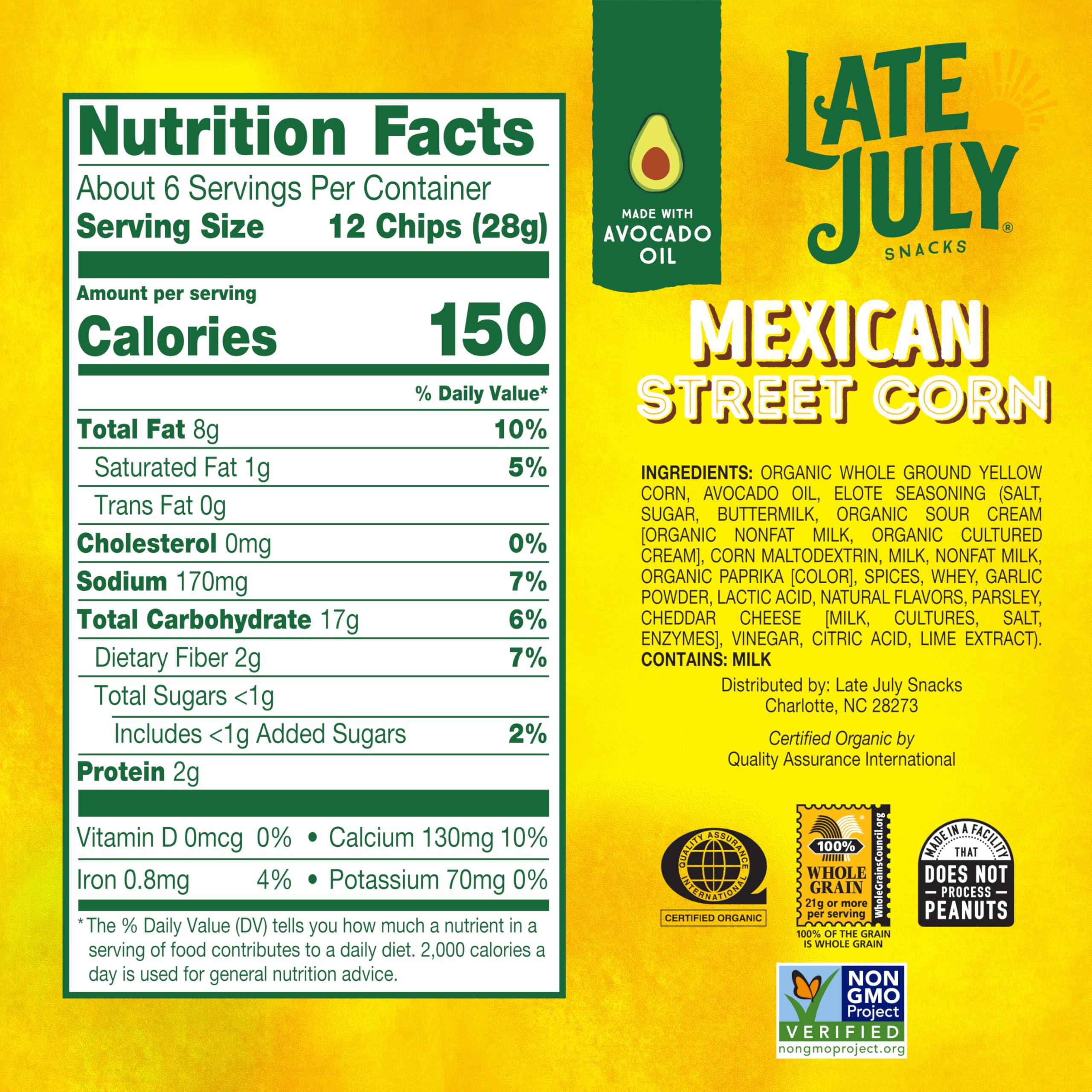 Late July avocado oil chips close-up highlights crisp texture for dipping and snacking.