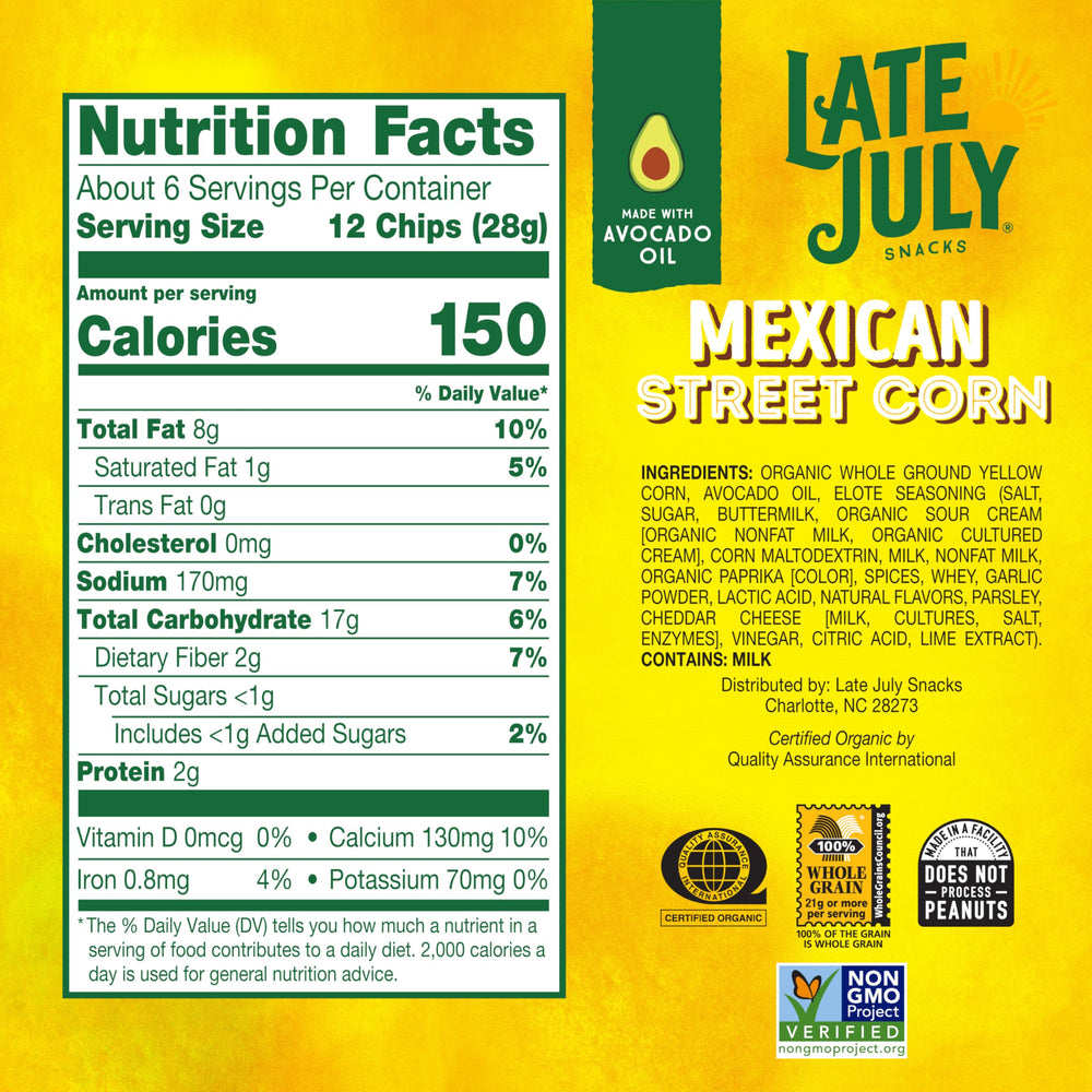 Late July avocado oil chips close-up highlights crisp texture for dipping and snacking.