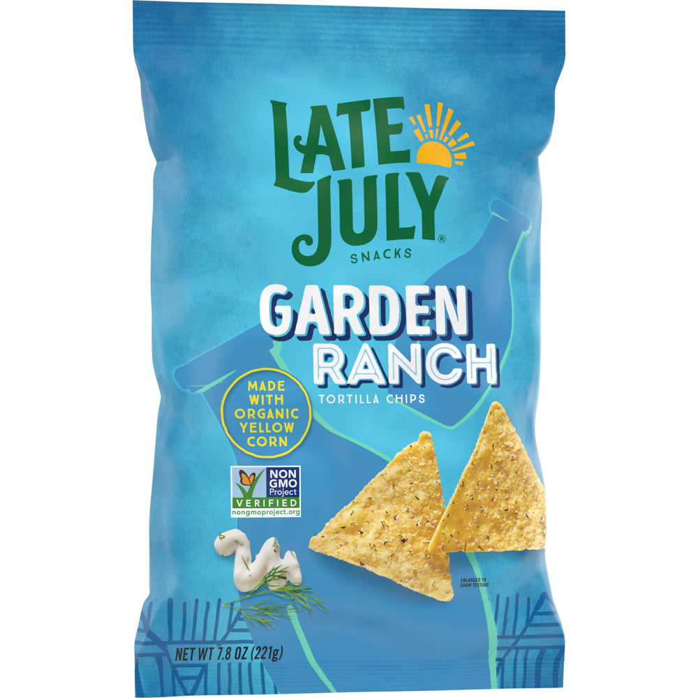 Late July Garden Ranch tortilla chips with salsa, a bold pre-meal starter.