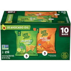 Late July Nacho Cheese tortilla chips 10-pack for easy party snacking.