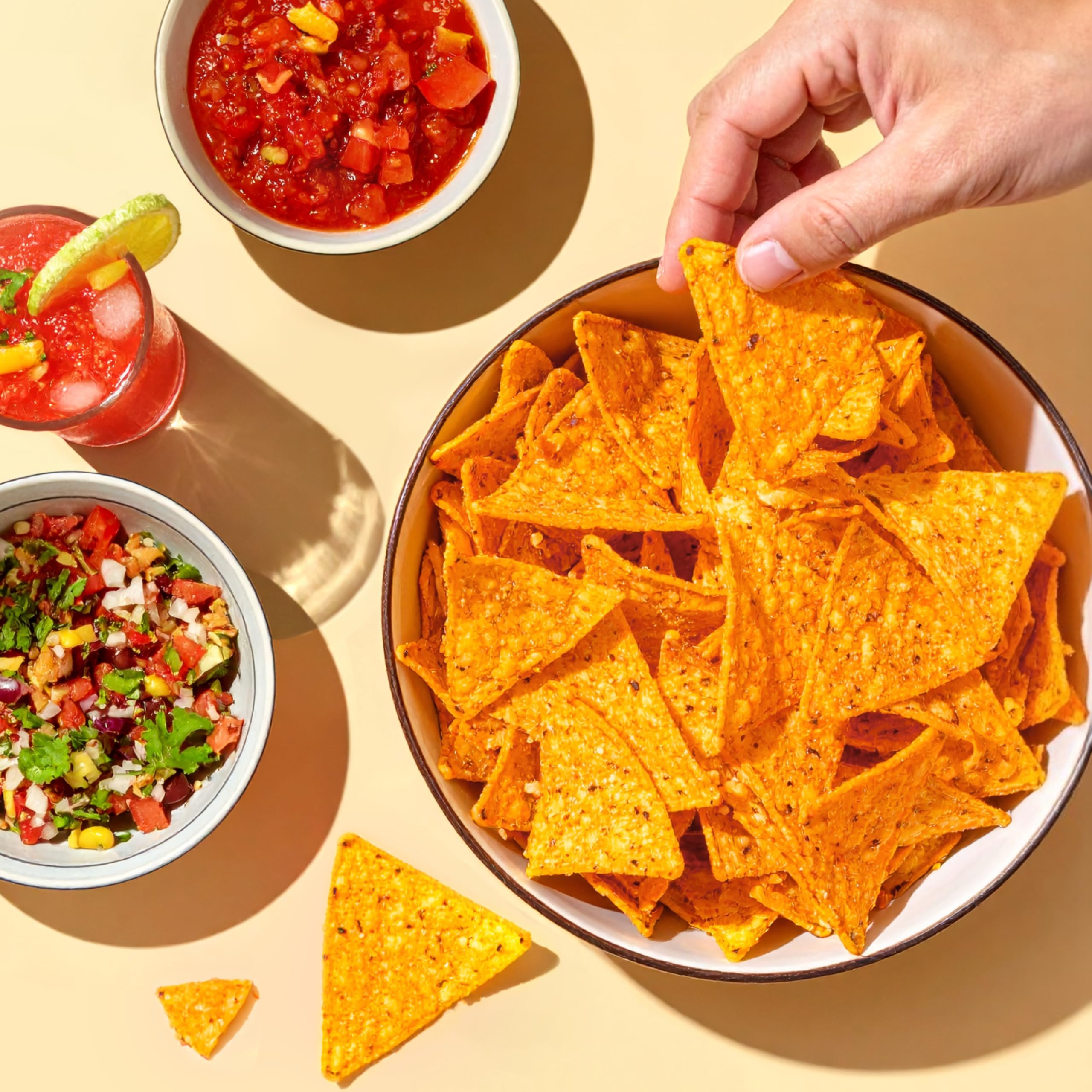 Non-GMO Project Verified badge on the bag beside chips